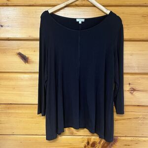 Kleen Heartstring Tunic Jersey Stretchy 3/4 Sleeve, Black Size XL